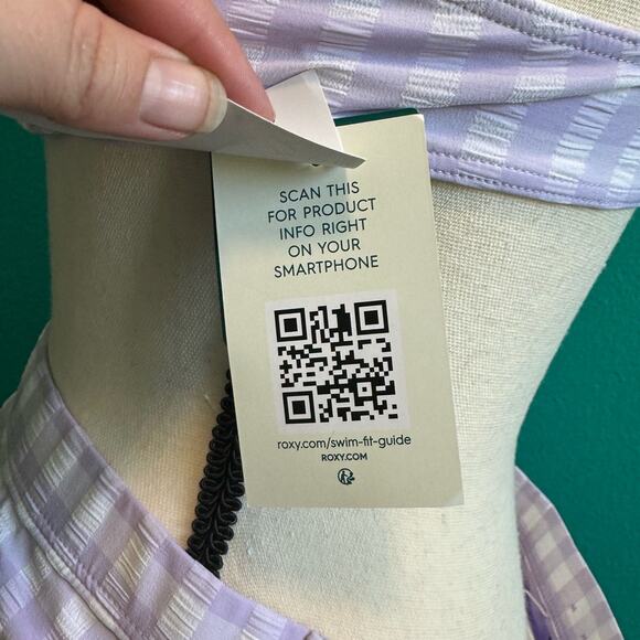 Roxy Heart The Check Lavender Gingham Checker Bikini M/XL NWT - Picture 9 of 12